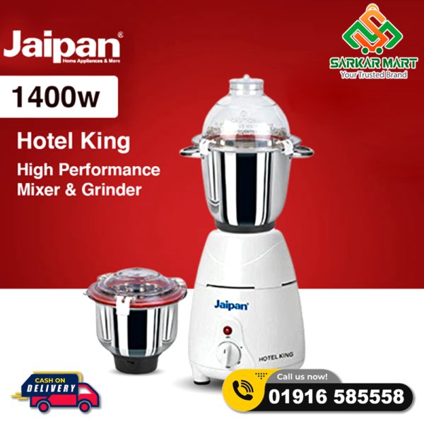 Jaipan Hotel King 1400 WATT Mixer Grinder (2 Jars) INDIA - Image 2