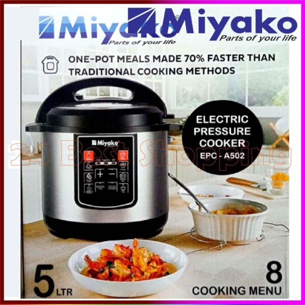 Miyako 5 Liter Electric Pressure Cooker EPC-502 With 8 Cooking Setup - Image 2