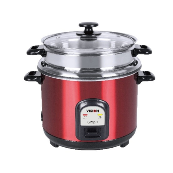 VISION 3.0 Liter Rice Cooker 50-05 Double Pot Stainless Steel Red