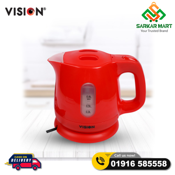 VISION Electric Kettle 0.8 Liter Red (VSN-EK-01) - Image 3