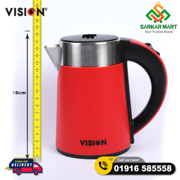 VISION Electric Kettle 1 Liter VIS-EK-013 (ROYAL) RED - Image 3