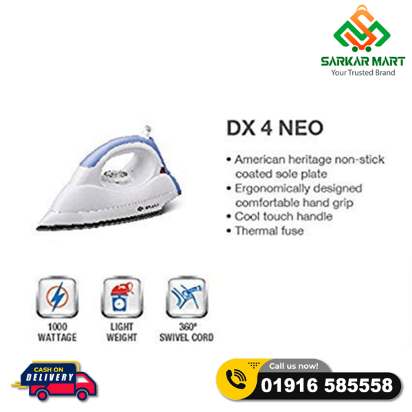 Bajaj DX 4 NEO Dry Iron - 1000 Watt White - Image 4