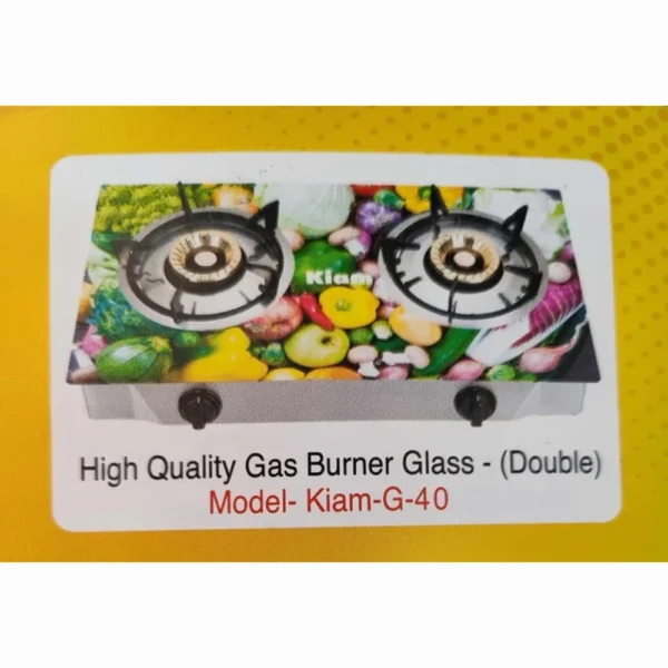 Kiam Gas Stove With Glass-Double Burner -G-40 (L.P.G) - Image 2