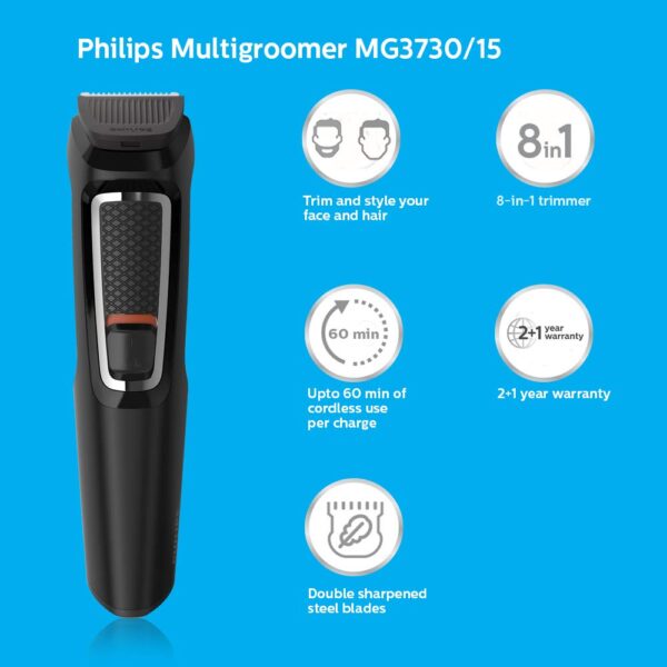 Philips Multigroom Trimmer (MG3730), 8-in-1 - Image 2